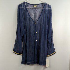 NWT Sun Bound Sheer Button Down Bathing Suit Cover Up